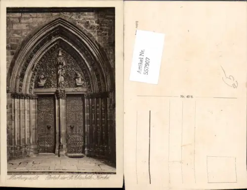 557907,Foto Ak Marburg a. Lahn Portal der St. Elisabeth-Kirche