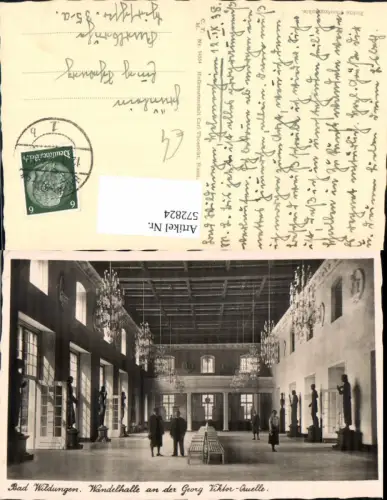 572824,Foto Ak Bad Wildungen Wandelhalle a.d. Georg-Viktor-Quelle Innenansicht Luster