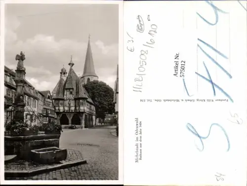 575012,Foto Ak Michelstadt i. Odenwald Rathaus Brunnen