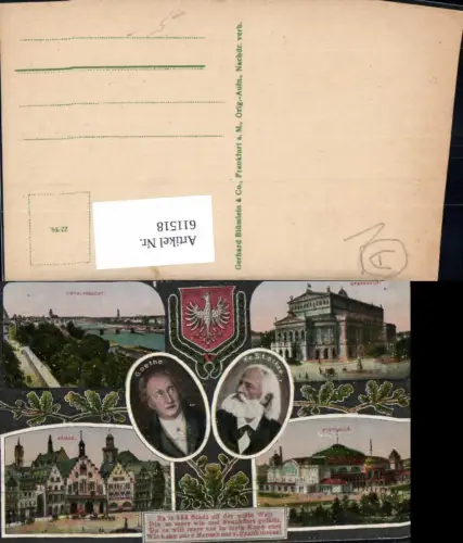 611518,Mehrbild Ak Frankfurt a. Main Goethe Fr. Stoltze Opernhaus Festhalle Römer