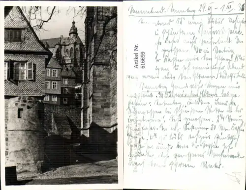 616699,Foto Ak Marburg a. d. Lahn Blick v. Lutherischen Kirchhof n. d. Schloss