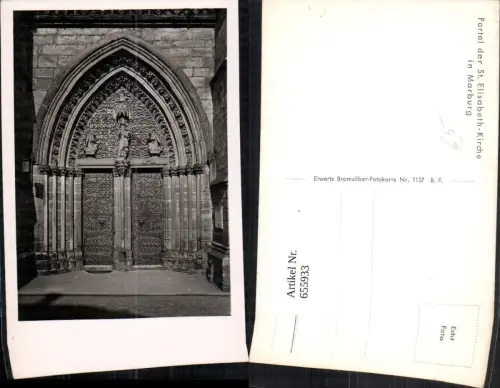 655933,Foto Ak Marburg Portal d. St Elisabeth-Kirche