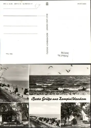 369198,Zempin auf Usedom Strand Wellen Musikpavillon Gaststätte Mehrbildkarte