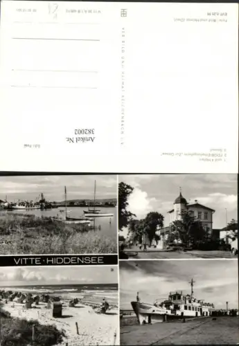 382002,Vitte Hiddensee Hafen Erholungsheim zur Ostsee Strand Schiff Mehrbildkarte pub VEB