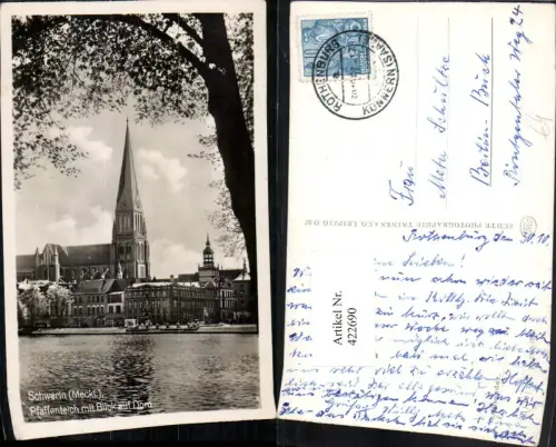422690,Schwerin Pfaffenteich m. Blick zum Dom Kirche