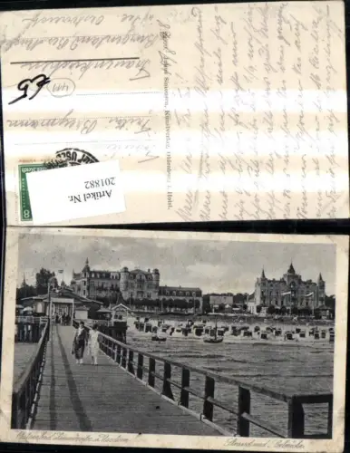 201882,Ostseebad Zinnowitz a. Usedom Strand u. Seebrücke Strandkorb