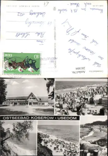 281804,Ostseebad Koserow auf Usedom Strand Strandleben Strandkörbe Gebäude Mehrbildkarte