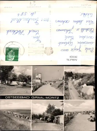 281828,Ostseebad Graal-Müritz Zeltplatz Strandpromenade Strand Strandleben Mehrbildkarte pub VEB