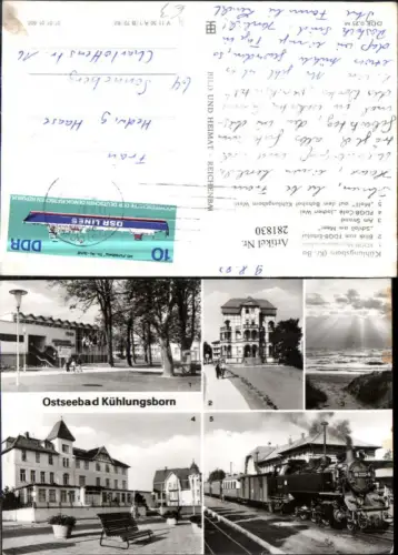 281830,Kühlungsborn Bahnhof Lokomotive Molli Cafe Strand Erholungsheim Meerwasserschwimmhalle Mehrbildkarte