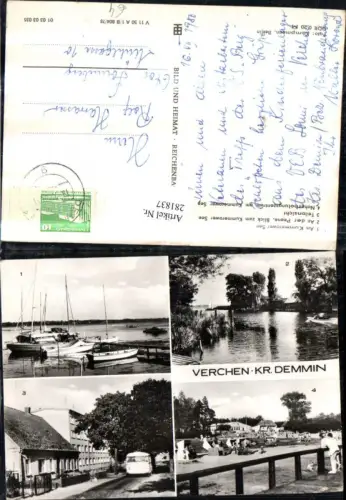 281837,Verchen Kummerower See Boote Strand Strandleben Bus Autobus Mehrbildkarte
