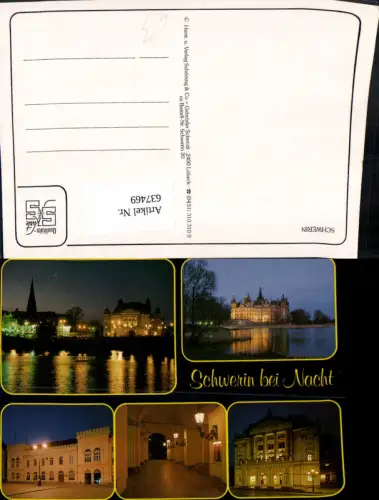 637469,Mehrbild Ak Schwerin b. Nacht Schloss Dom