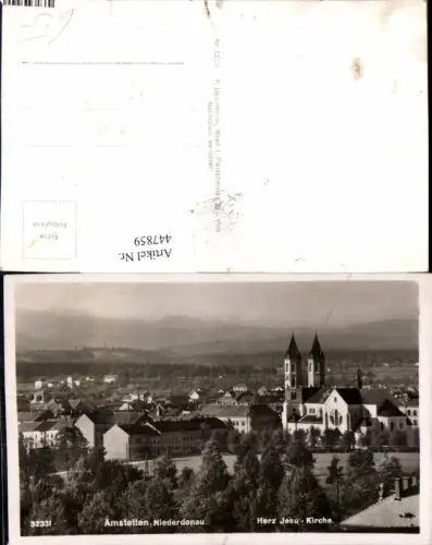 447859,Amstetten Teilansicht m. Herz Jesu-Kirche