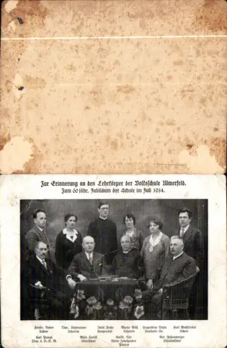 559293,Erinnerung Lehrkörper VS Ulmerfeld Hausmening b. Amstetten 1934