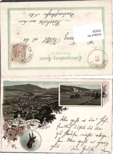 92028,Tolle Litho Gruss aus Pottenstein a.d. Triesting 1897