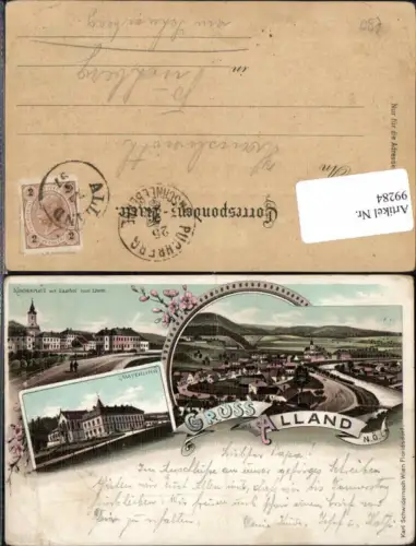 99284,Tolle Litho Gruss aus Alland Mayerling 1898