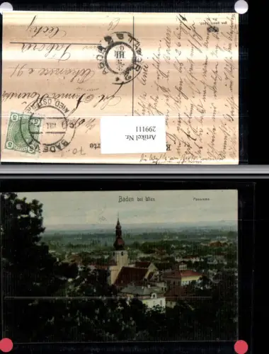299111,Baden b. Wien Totale Panorama Kirche