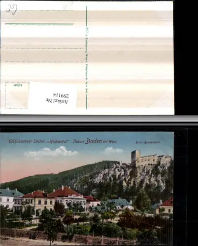 299114,Baden b. Wien Helenental Etablissement Sacher m. Ruine Rauhenstein