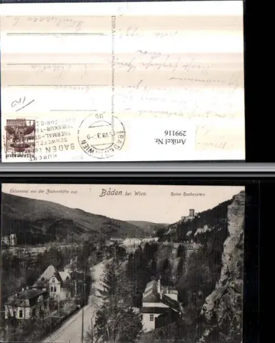 299116,Baden b. Wien Helenental Totale m. Ruine Rauhenstein