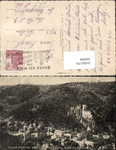 366888,Baden b. Wien Helenental Ruine Rauhenstein