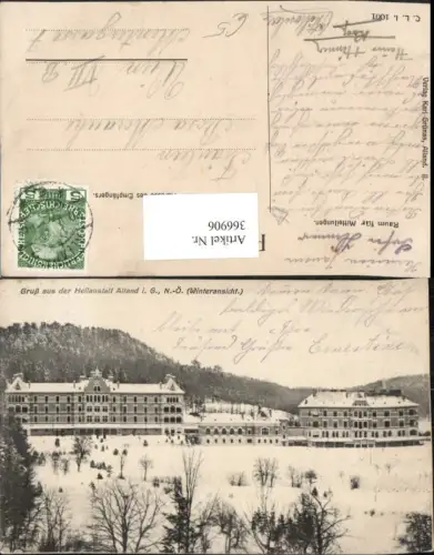 366906,Gruß aus Alland im Gebirge Heilanstalt Winterbild
