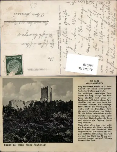366910,Baden b. Wien Ruine Rauheneck Sage Text