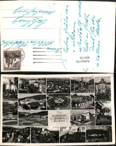 405176,Baden b. Wien Totale Blumenuhr Brunnen Mehrbildkarte