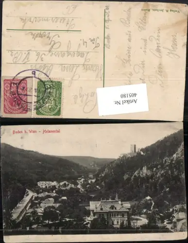 405180,Baden b. Wien Helenental Teilansicht m. Ruine