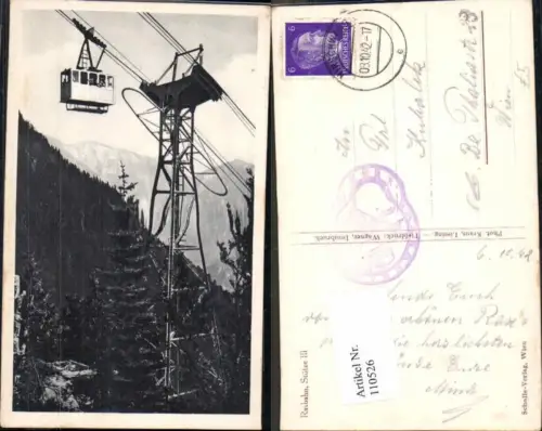 110526,Raxbahn Rax Stütze Seilbahn Gondel Reichenau pub Scholle 1942