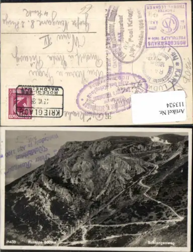 113524,Rax Raxalpe Schlangenweg bei Reichenau 1928