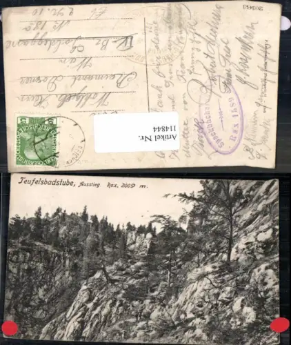 114844,Teufelsbadstube Ausstieg Rax bei Reichenau 1909