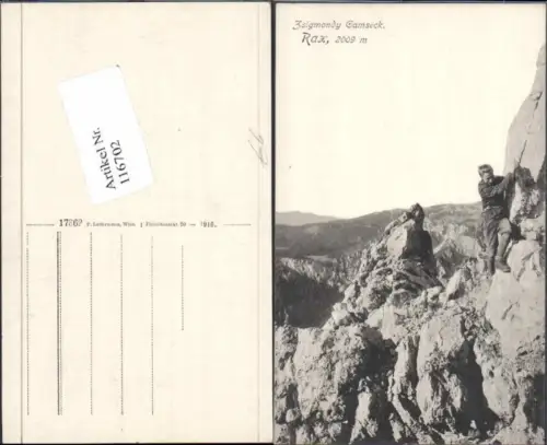 116702,Rax Kletterer Bergsteiger Zsigmondy Gamseck Reichenau 1916
