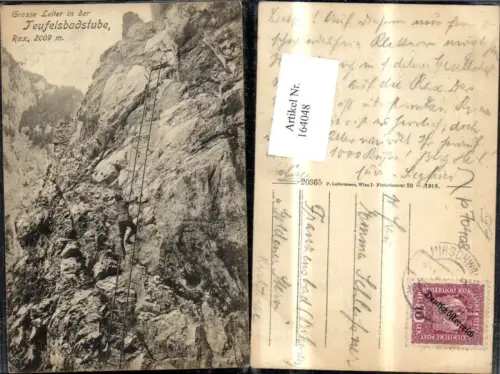 164048,Teufelsbadstube Rax Gr. Leiter m. Mann Hirschwang a. d. Rax