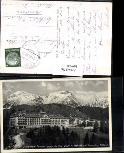 169868,Höhenkurort Semmering Grand Hotel Panhans gegen die Rax