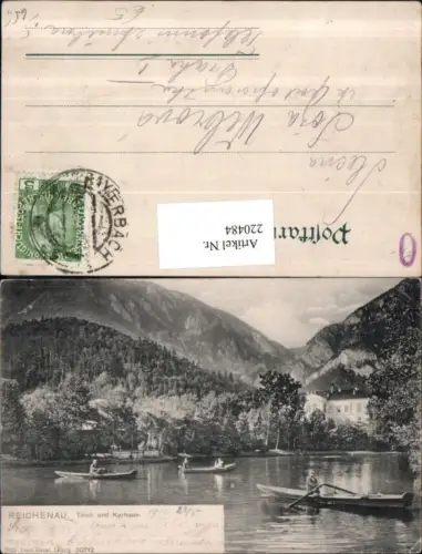 220484,Reichenau Teich u. Kurhaus Partie Ruderboote Boote