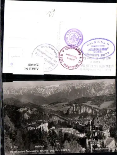 234708,Semmering geg. Rax Waldhof u. Südbahnhotel