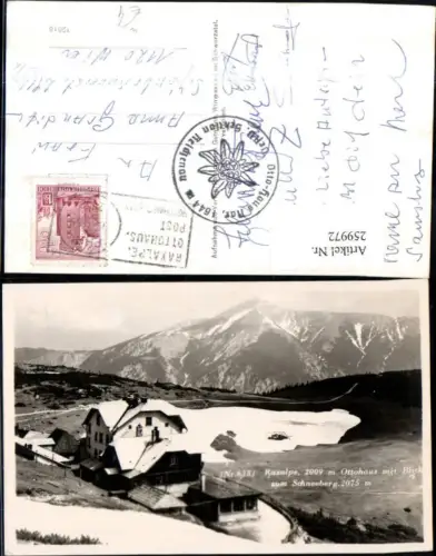 259972,Raxalpe Ottohaus m. Blick zum Schneeberg b. Reichenau Bergkulisse