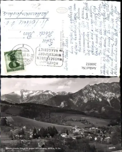 260032,Edlach Totale geg. Schneeberg b. Reichenau Bergkulisse
