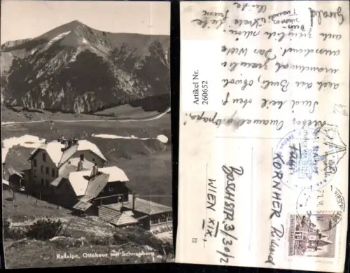 260652,Raxalpe Ottohaus m. Schneeberg Bergkulisse b. Reichenau