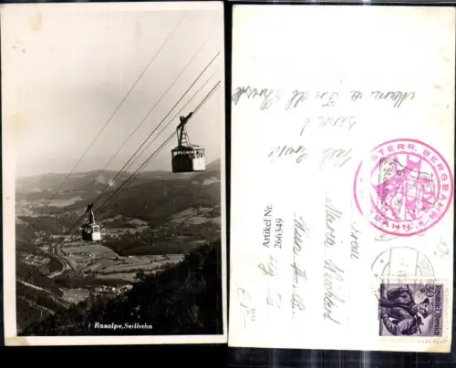266349,Foto Ak Raxalpe Seilbahn Gondel b. Reichenau a. d. Rax