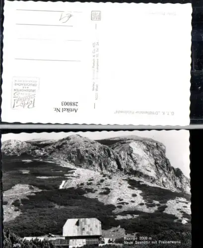 288003,Raxalpe Neue Seehütte Berghütte m. Preinerwand b. Prein
