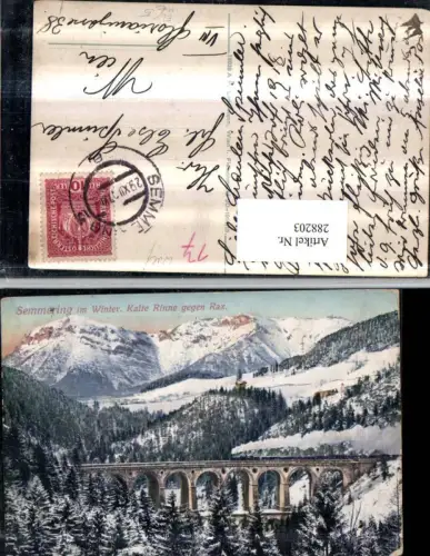 288203,Semmering Semmeringbahn Kalte Rinne Viadukt geg. Rax Bergkulisse Winterbild