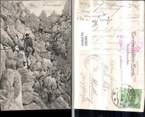 288504,Rax Im Gretchensteig b. Reichenau Bergsteiger pub Brüder Kohn B.K.W.I. 2871
