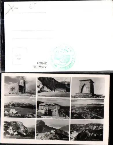 291873,Rax Bergstation b. Reichenau Ottohaus Habsburghaus Raxkircherl Heldendenkmal Mehrbildkarte