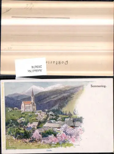 293674,Künstler AK H. Wilt Semmering Prein an d. Rax Kirche Bergkulisse pub Philipp e Kramer