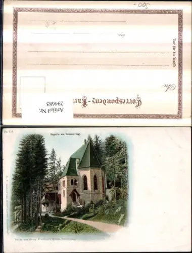 294685,Litho AK Kapelle am Semmering