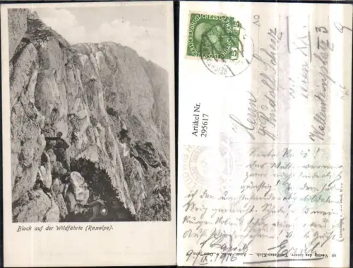 295617,Rax Block auf der Wildfährte Bergkulisse b. Naßwald Bergsteiger