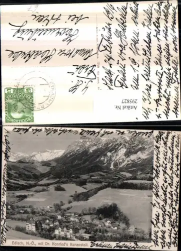 295827,Edlach an d. Rax Totale m. Dr. Konrieds Kuranstalt geg. Raxalpe Bergkulisse