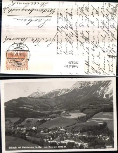 295859,Edlach b. Reichenau Totale m. Raxalpe Bergkulisse
