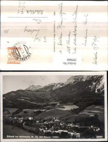 295860,Edlach b. Reichenau Totale m. Raxalpe Bergkulisse