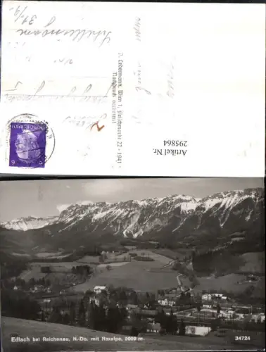 295864,Edlach b. Reichenau Totale m. Raxalpe Bergkulisse